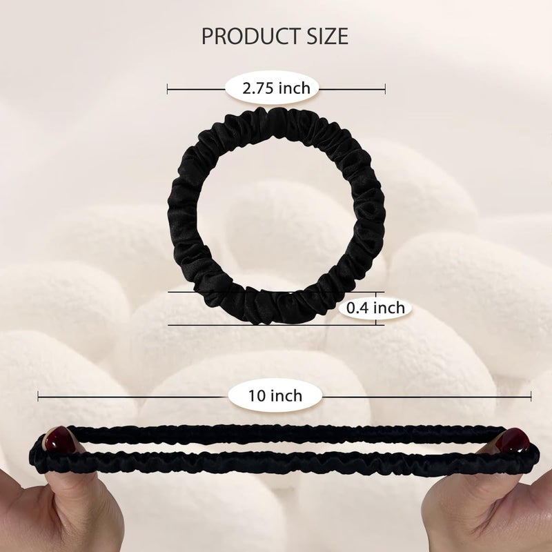 SEMRUE 22 Momme 100% Pure Mulberry Silk Scrunchies (10 PCS) - Small Hair Elastics and Ties for Women Sleep, Hair Care No Damage, Black*5+Brown*5 - Image 5